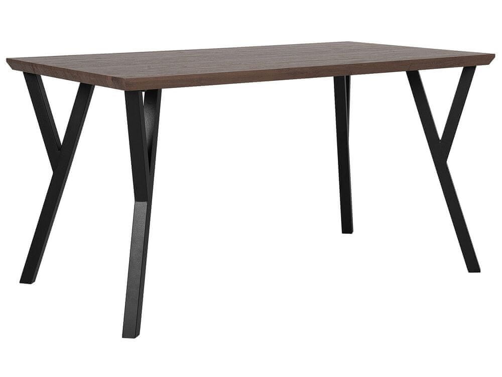 Beliani Jedálenský stôl 140 x 80 cm tmavé drevo/čierna BRAVO
